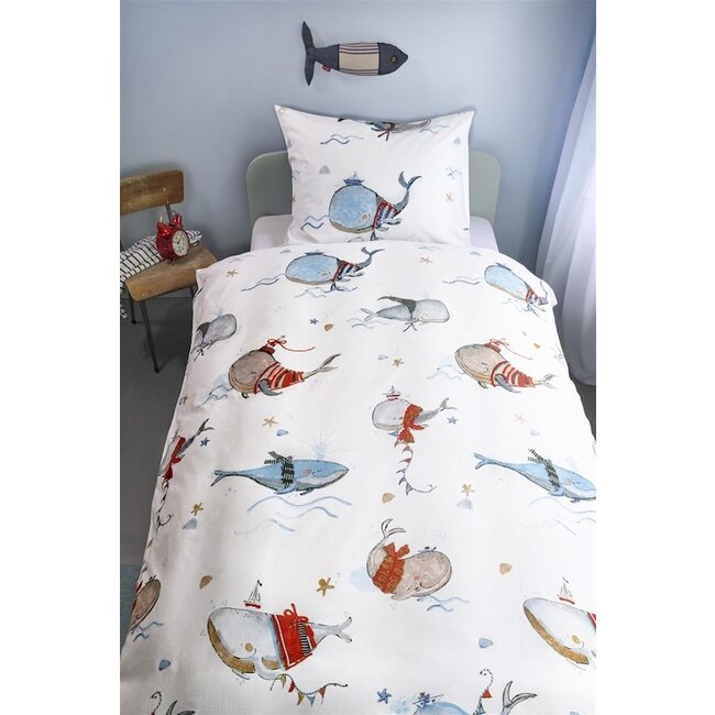 Beddinghouse x Hanneke de Jager Whaletastic Blauw dekbedovertrek