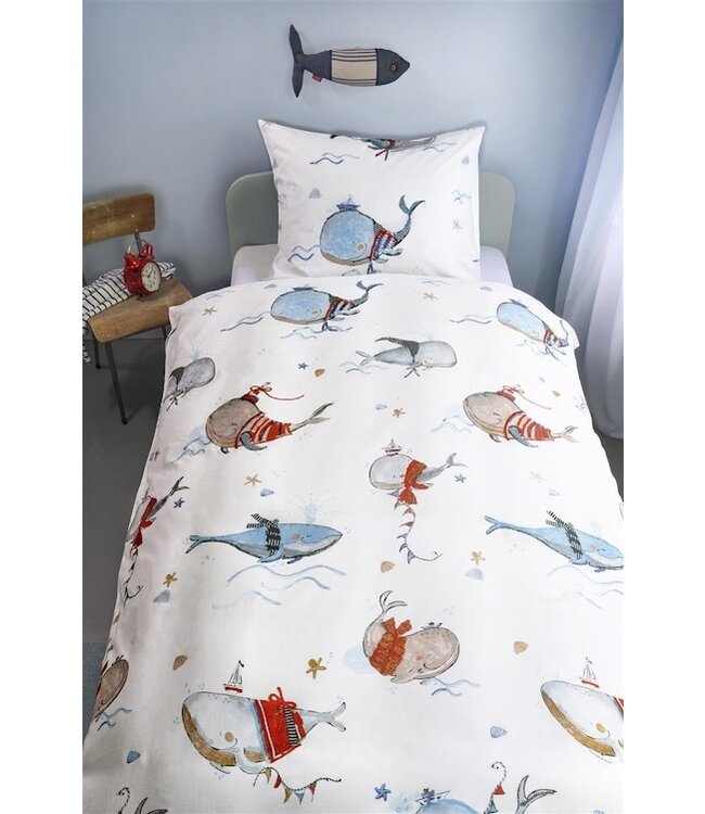 Beddinghouse x Hanneke de Jager Whaletastic Blauw dekbedovertrek