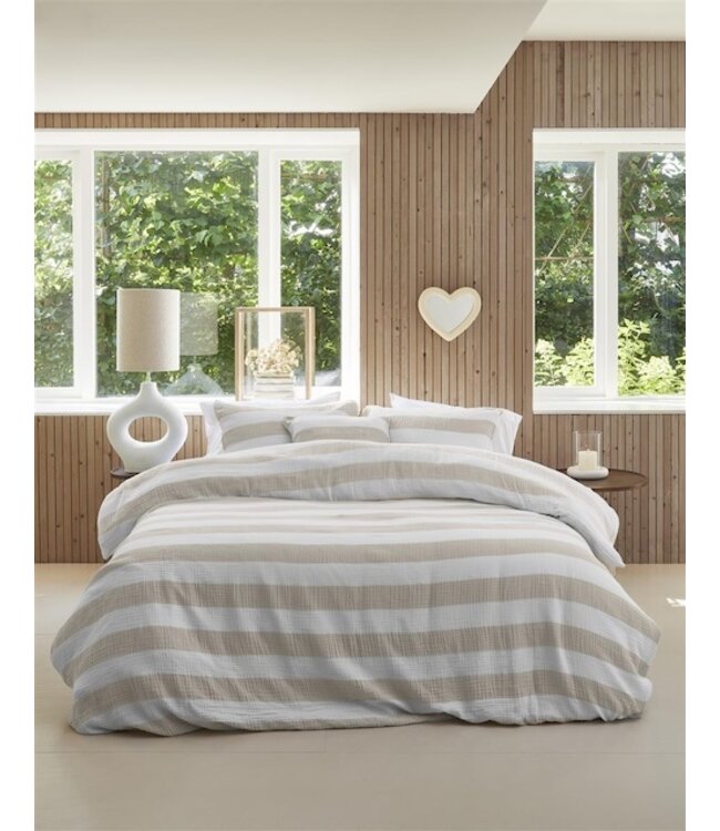 Riviera Maison Striped Zand dekbedovertrek