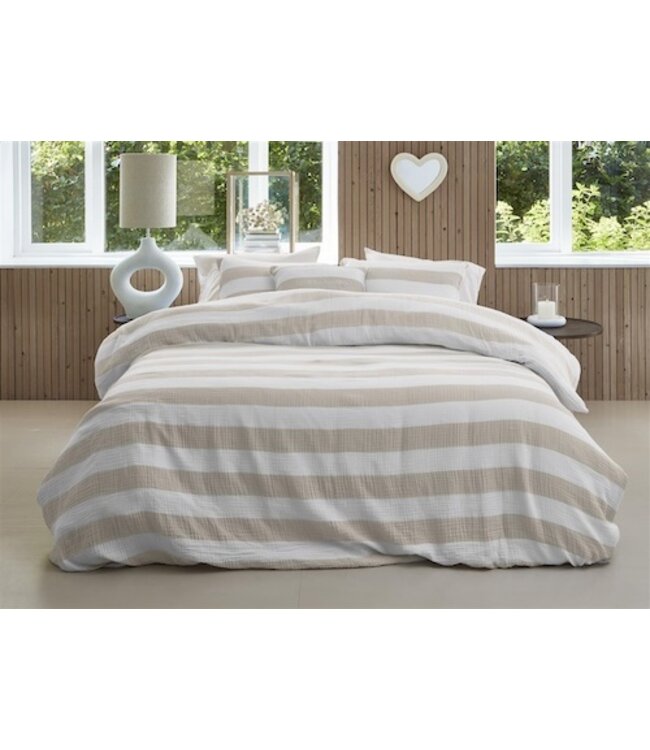 Riviera Maison Striped Zand dekbedovertrek