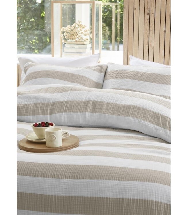 Riviera Maison Striped Zand dekbedovertrek
