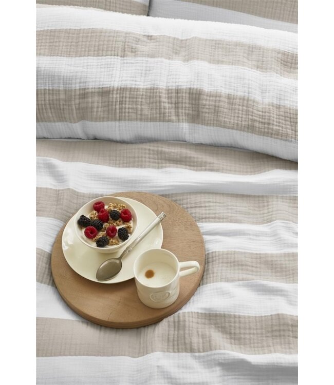 Riviera Maison Striped Zand dekbedovertrek