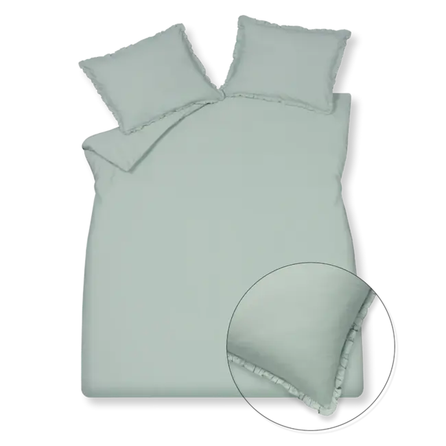 pure percale ruffle, parelblauw