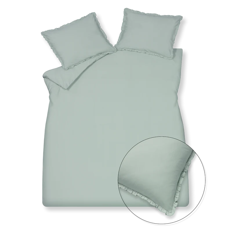 Vandyck pure 83 percale ruffle pearl blue dekbedovertrek