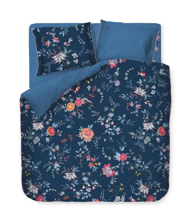 PIP Flower Festival Dark Blue Dekbedovertrek