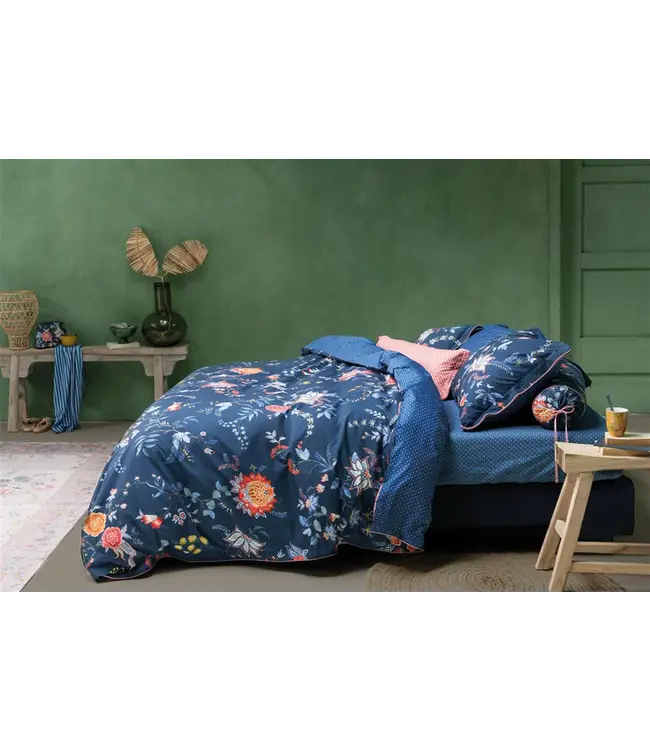 PIP Flower Festival Dark Blue Dekbedovertrek
