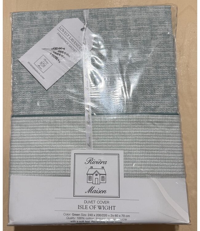 Riviéra Maison Isle of Wight Dekbedovertrek green 240x200/220 cm