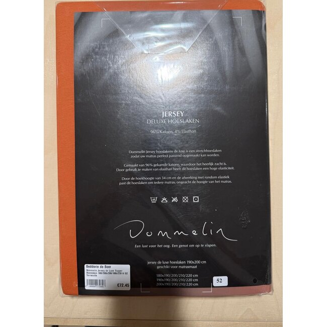 Dommelin Jersey de Luxe Hoeslaken 180/200x200/100x220 kl 52 Terracotta
