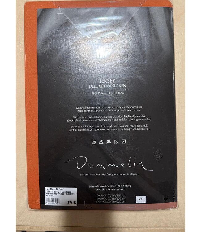 Dommelin Jersey de Luxe Hoeslaken 180/200x200/100x220 kl 52 Terracotta