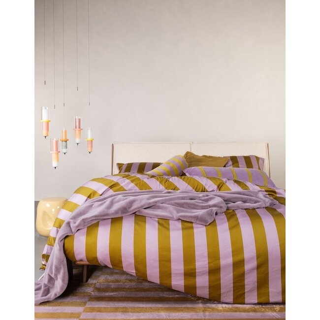 Essenza Minte Stripe Pale Purple - Olive Dekbedovertrek
