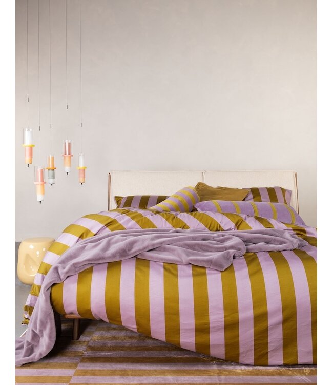 Essenza Minte Stripe Pale Purple - Olive Dekbedovertrek