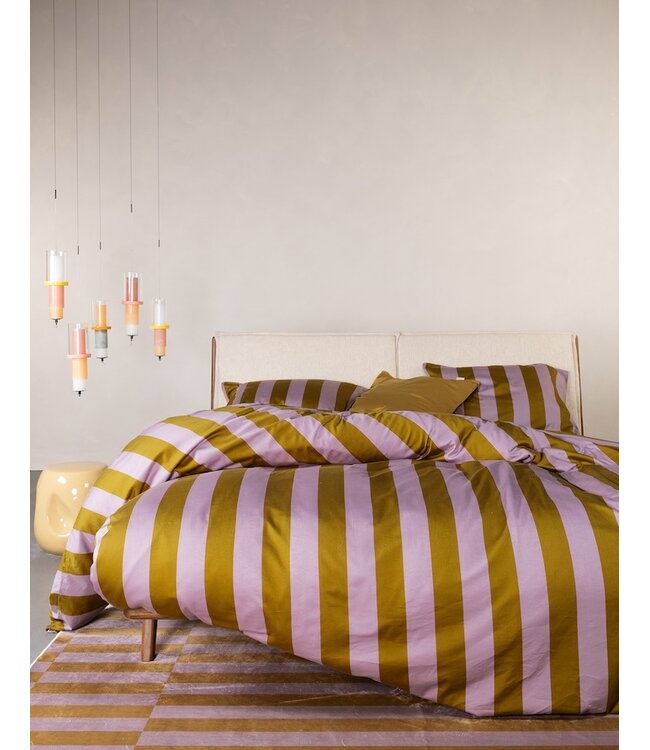 Essenza Minte Stripe Pale Purple - Olive Dekbedovertrek