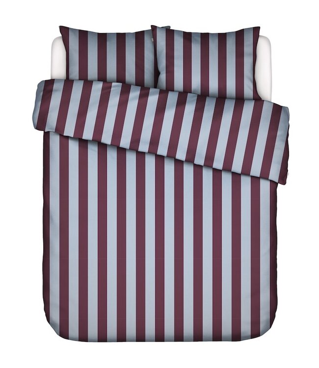 Essenza Minte Stripe Mauve wine - Ice blue Dekbedovertrek