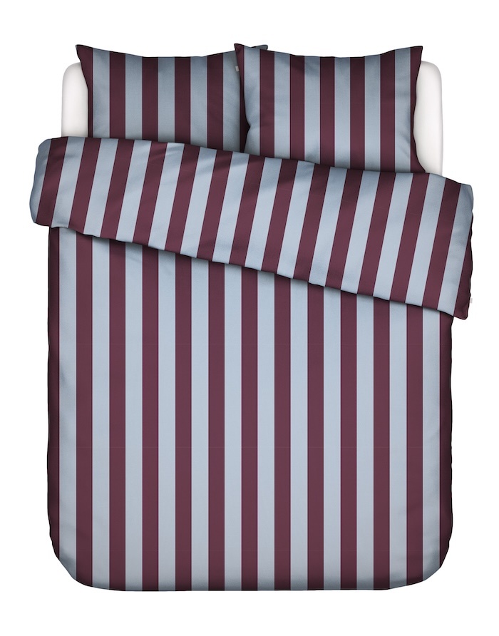 Essenza Minte Stripe Mauve wine - Ice blue Dekbedovertrek