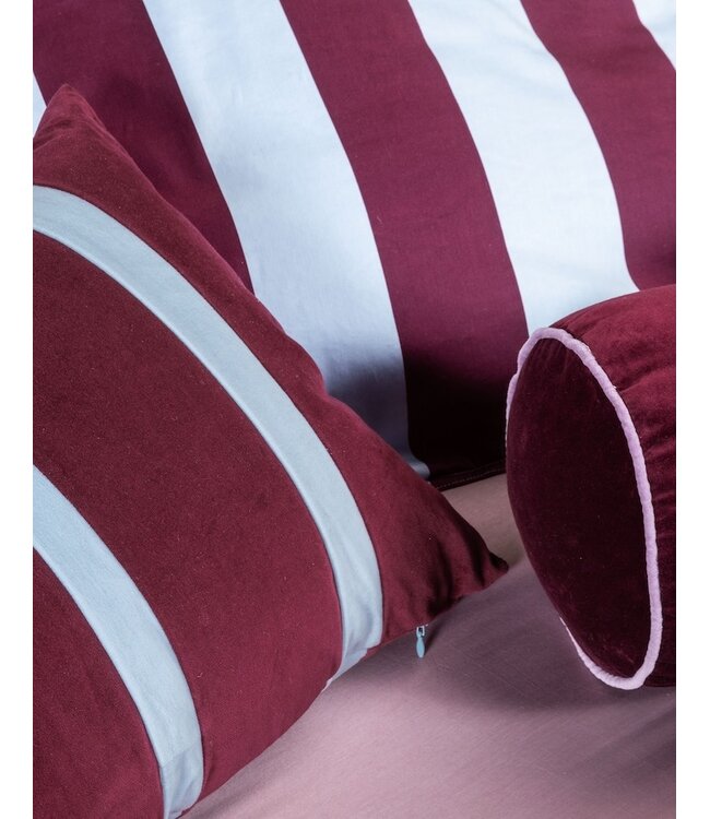 Essenza Minte Stripe Mauve wine - Ice blue Dekbedovertrek