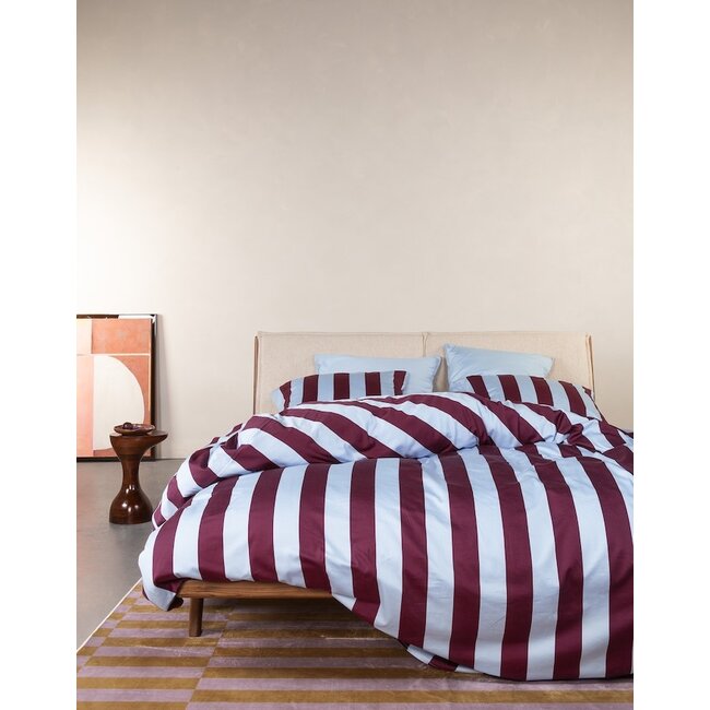 Essenza Minte Stripe Mauve wine - Ice blue Dekbedovertrek