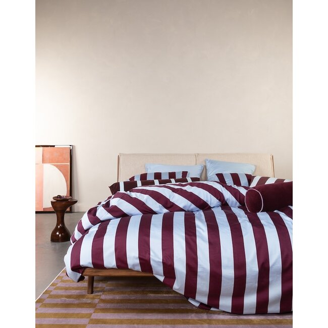 Essenza Minte Stripe Mauve wine - Ice blue Dekbedovertrek