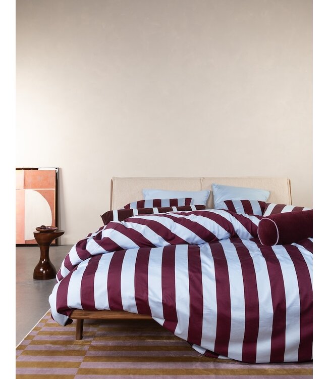 Essenza Minte Stripe Mauve wine - Ice blue Dekbedovertrek