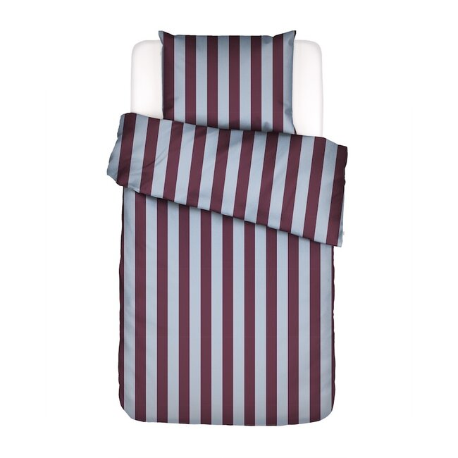 Essenza Minte Stripe Mauve wine - Ice blue Dekbedovertrek