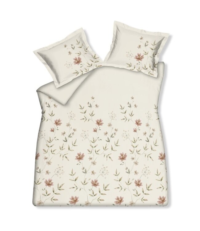 Vandyck Fleurine cream tan dekbedovertrek