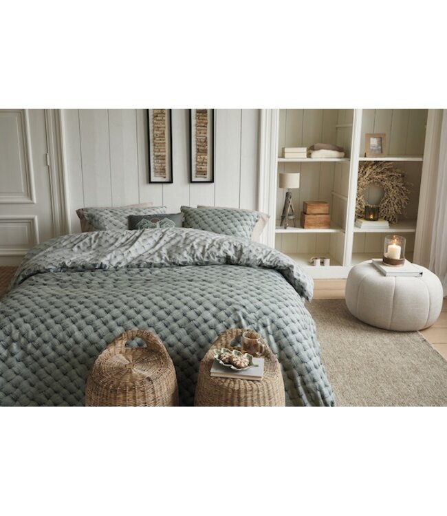Rivièra Maison Woven Wool Groen dekbedovertrek
