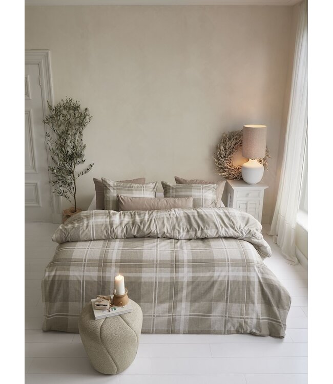Rivièra Maison Tartan Check Zand dekbedovertrek