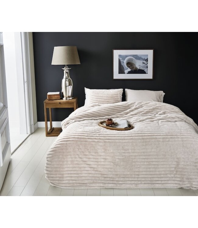 Rivièra Maison Furry Stripes Gebroken wit dekbedovertrek