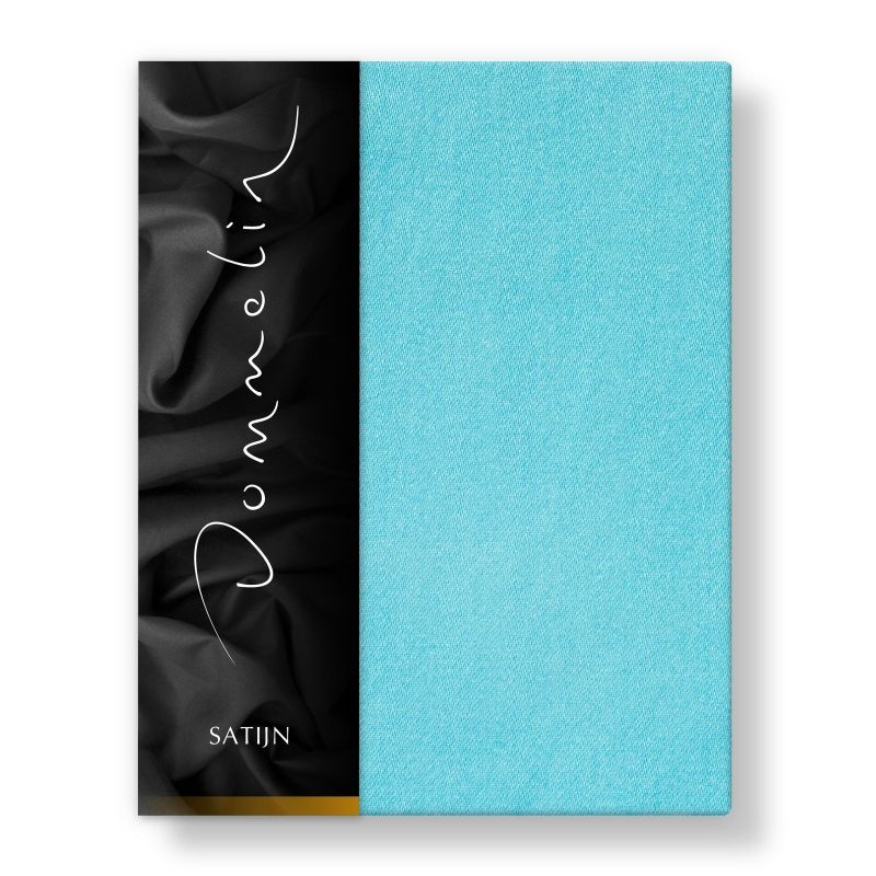 Dommerlin hoeslaken katoen satijn Aquamarijn 180x200x40 cm