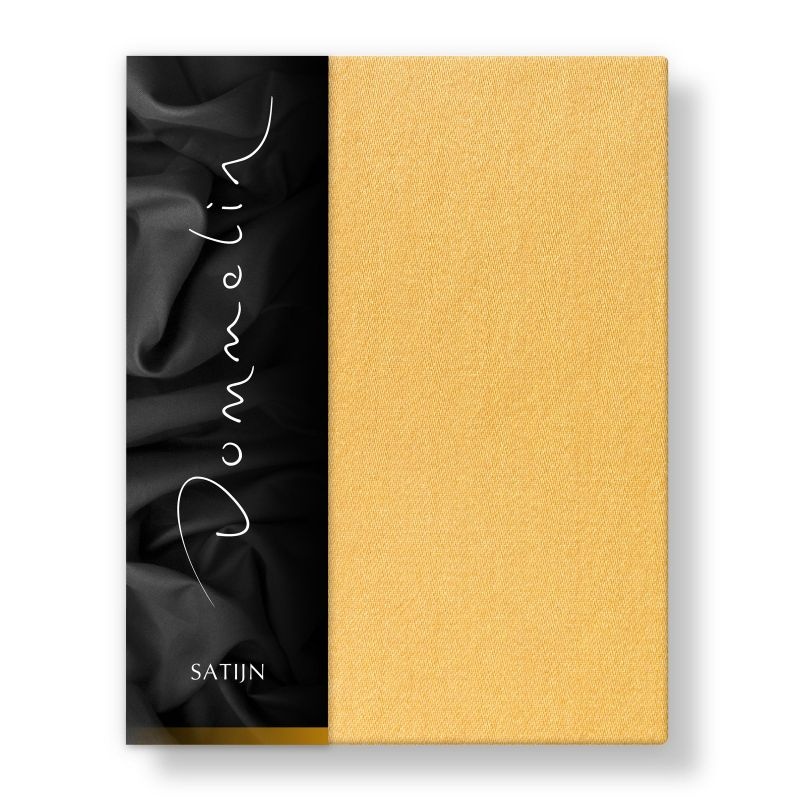 Dommelin Hoeslaken katoen satijn okergeel 160x200x30 cm