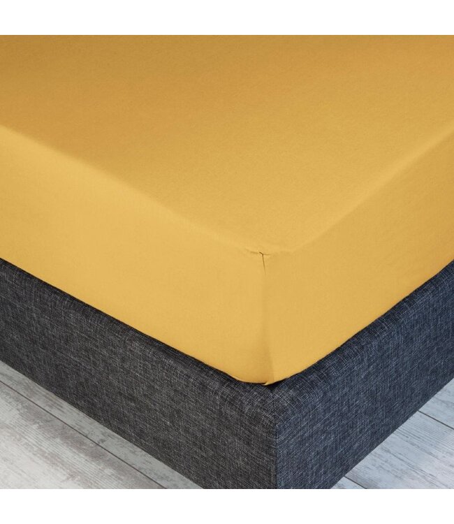 Dommelin Hoeslaken katoen satijn okergeel 160x200x30 cm