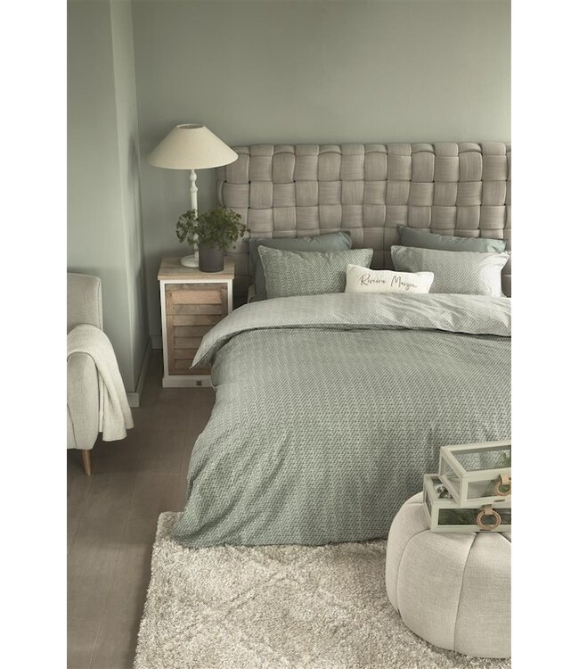 Riviera Maison Dekbedovertrek Bambu Grijsgroen