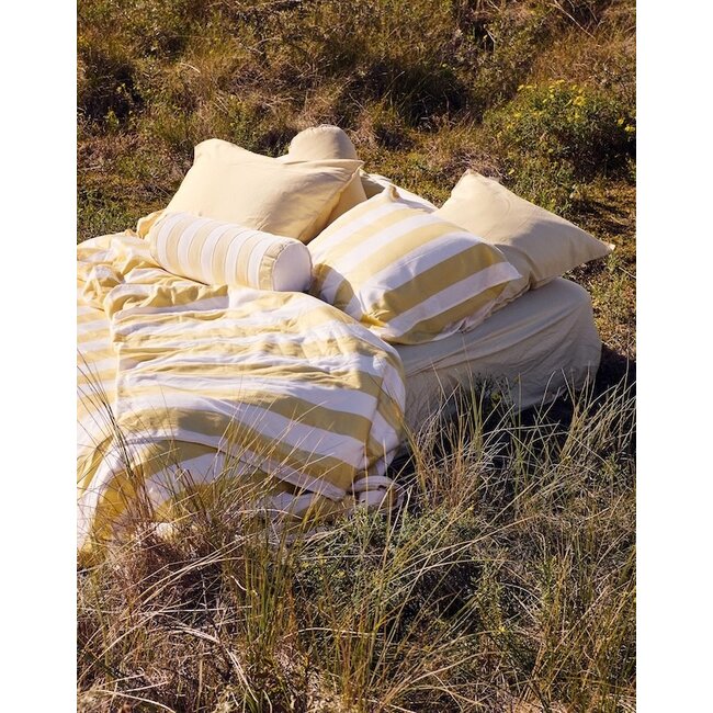 Essenza Minte Stripe Yellow straw - Vanilla dekbedovertrek
