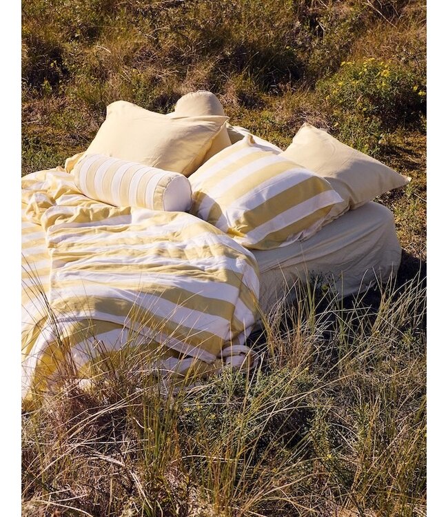 Essenza Minte Stripe Yellow straw - Vanilla dekbedovertrek