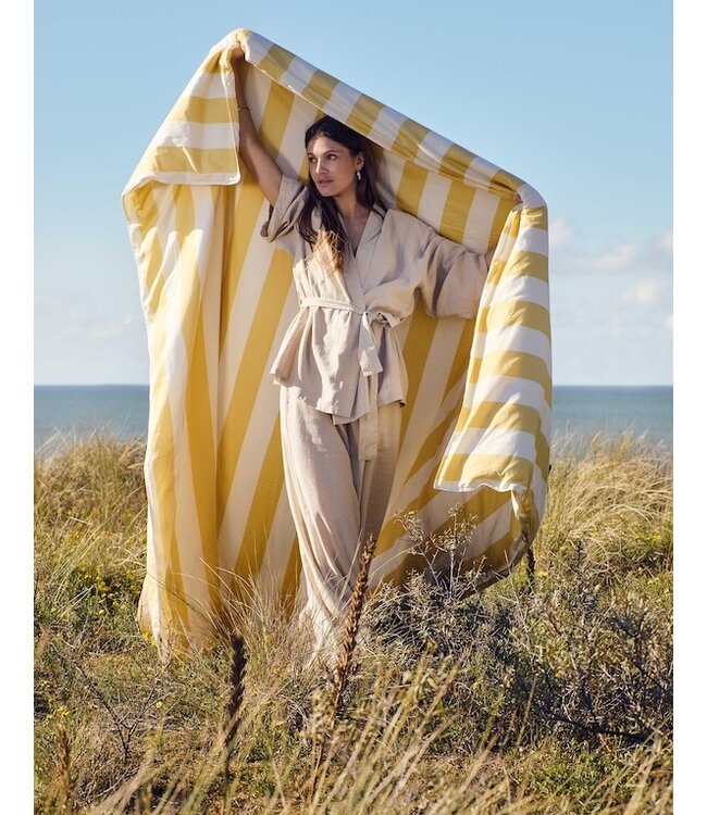 Essenza Minte Stripe Yellow straw - Vanilla dekbedovertrek