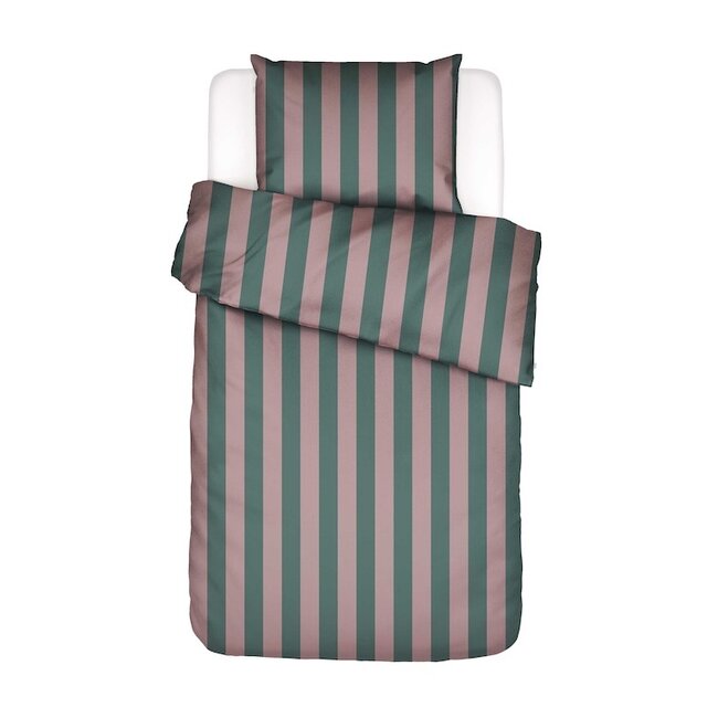 Essenza Minte Stripe Woodrose - Dark teal dekbedovertrek