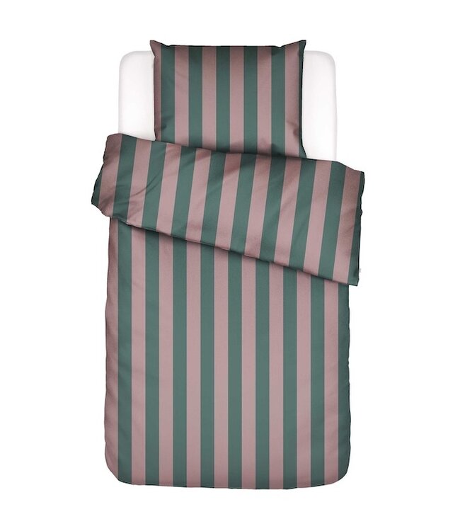 Essenza Minte Stripe Woodrose - Dark teal dekbedovertrek