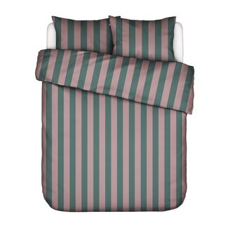 Essenza Minte Stripe Woodrose - Dark teal dekbedovertrek