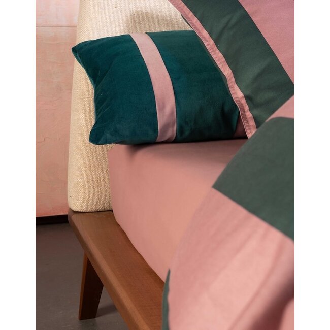 Essenza Minte Stripe Woodrose - Dark teal dekbedovertrek