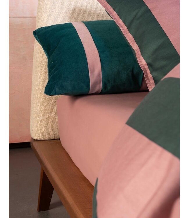 Essenza Minte Stripe Woodrose - Dark teal dekbedovertrek