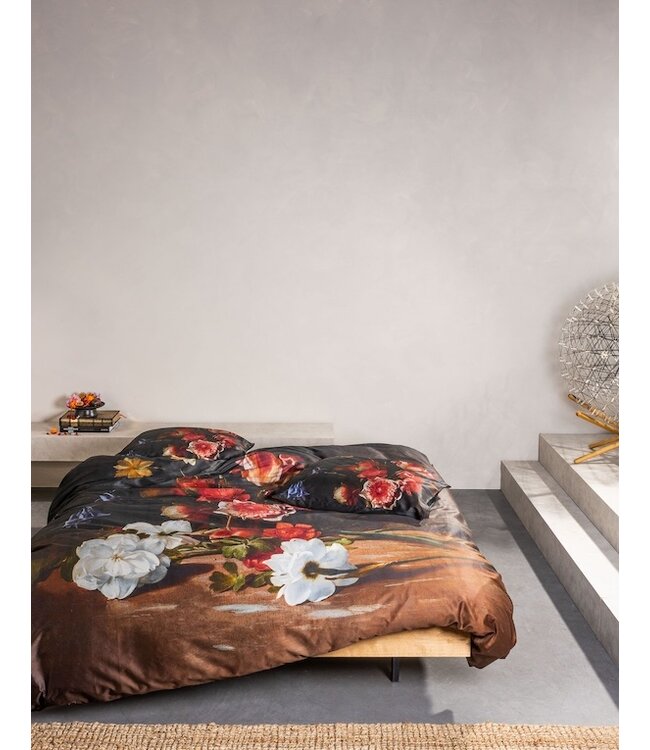 Essenza Blooming Story Dark brown dekbedovertrek