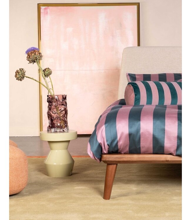 Essenza Minte Stripe Woodrose - Dark teal kussensloop