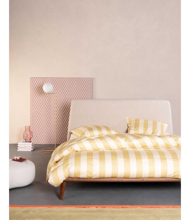 Essenza Minte Stripe Yellow straw - Vanilla kussensloop