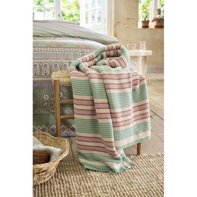Pip Studio Bonsoir Combistripe Throw Groen 130x170