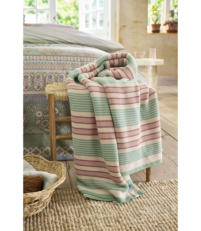 Pip Studio Bonsoir Combistripe Throw Groen 130x170