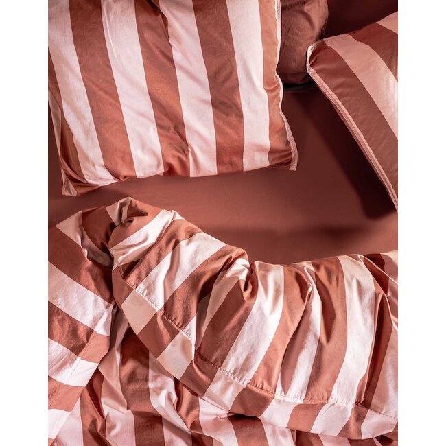 Essenza Minte stripe Terracotta-Blush pink Dekbedovertrek