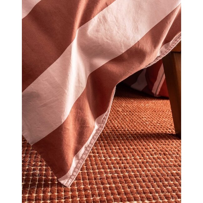Essenza Minte stripe Terracotta-Blush pink Dekbedovertrek