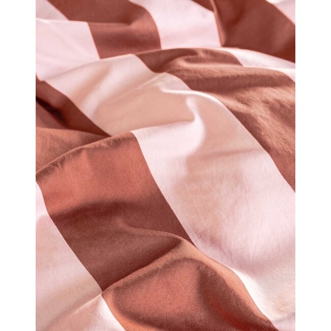 Essenza Minte stripe Terracotta-Blush pink Dekbedovertrek
