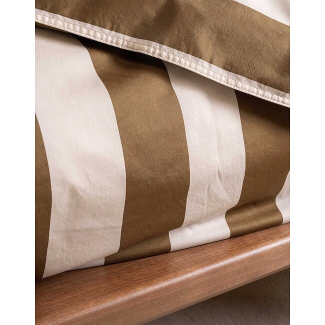 Essenza Minte Stripe Slate brown-Vanilla Dekbedovertrek