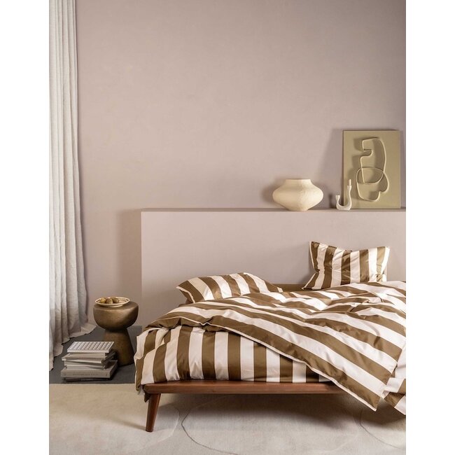 Essenza Minte Stripe Slate brown-Vanilla Dekbedovertrek