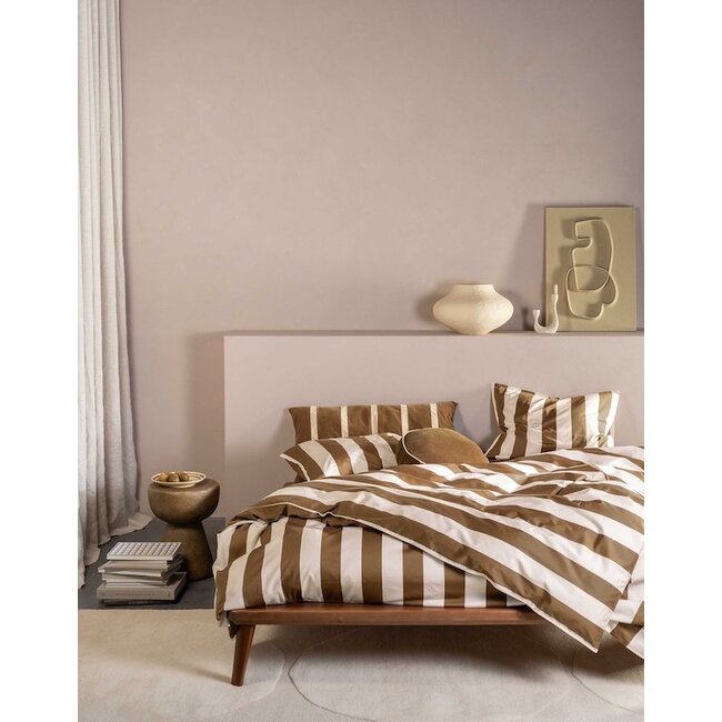 Essenza Minte Stripe Slate brown-Vanilla Dekbedovertrek